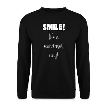 Smile! It´s a wonderful day! - Unisex Pullover - Schwarz - Vorne - Alina (178cm) & Michal (187cm)