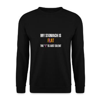 flat Stomach - flacher Bauch dick Bierbauch - Unisex Pullover - Schwarz - Vorne - Alina (178cm) & Michal (187cm)
