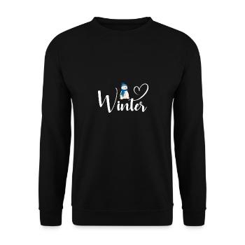 Ich Liebe Winter, Schnee, Kälte und Schneemann - Unisex Pullover - Schwarz - Vorne - Alina (178cm) & Michal (187cm)
