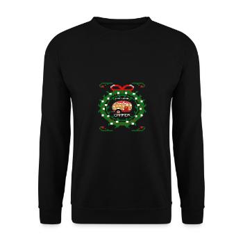 UGGLY HAPPY WINTER CAMPER - Unisex Pullover - Schwarz - Vorne - Alina (178cm) & Michal (187cm)