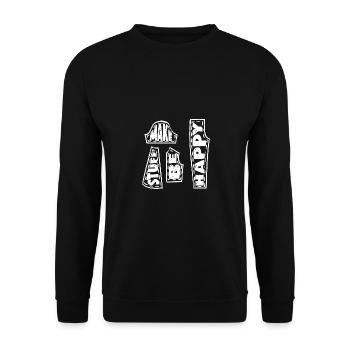 MAKE STUFF BE HAPPY - Unisex Sweatshirt - black - Front - Alina (178cm) & Michal (187cm)