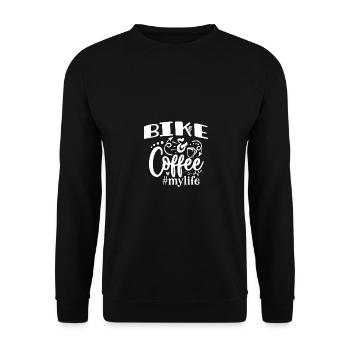 BIKE & COFFEE, my life - Unisex Sweatshirt - black - Front - Alina (178cm) & Michal (187cm)