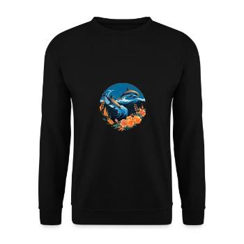 Dauphins en fleurs - Sweat-shirt Unisexe - noir - Devant - Alina (178cm) & Michal (187cm)