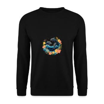 Trois dauphins sous l’eau - Sweat-shirt Unisexe - noir - Devant - Alina (178cm) & Michal (187cm)