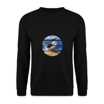 Puffin on a cliff - Unisex Sweatshirt - black - Front - Alina (178cm) & Michal (187cm)
