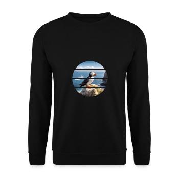 Puffin on a cliff - Unisex Sweatshirt - black - Front - Alina (178cm) & Michal (187cm)