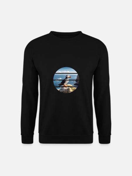 Puffin on a cliff - Unisex Pullover - Schwarz
