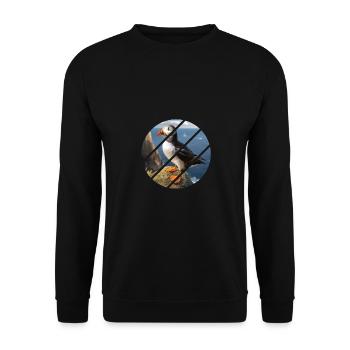 Puffin on a cliff - Unisex Sweatshirt - black - Front - Alina (178cm) & Michal (187cm)