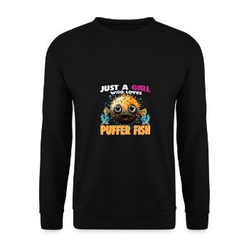 Just a Girl who Loves PUFFER FISH - Unisex Sweatshirt - black - Front - Alina (178cm) & Michal (187cm)