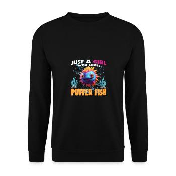 Just a Girl who Loves PUFFER FISH - Unisex Sweatshirt - black - Front - Alina (178cm) & Michal (187cm)