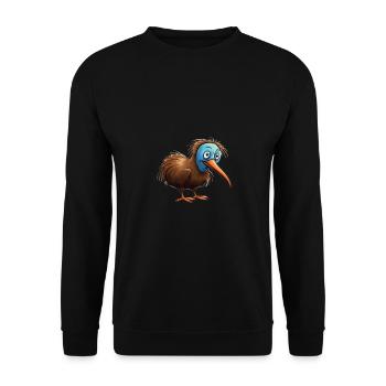 Kiwi Bird with blue Face - Unisex Sweatshirt - black - Front - Alina (178cm) & Michal (187cm)
