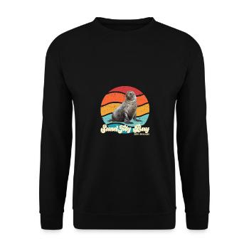 Sandfly Bay New Zealand retro style - Unisex Pullover - Schwarz - Vorne - Alina (178cm) & Michal (187cm)