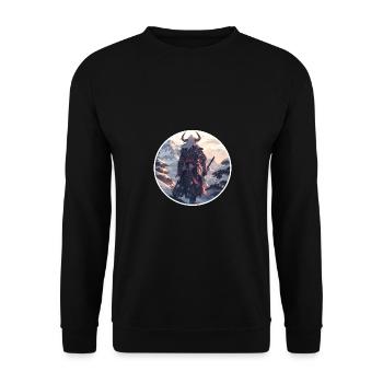 Samurai in snowy landscape - Unisex Sweatshirt - black - Front - Alina (178cm) & Michal (187cm)
