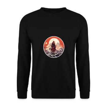 Samurai in snowy landscape - Unisex Sweatshirt - black - Front - Alina (178cm) & Michal (187cm)