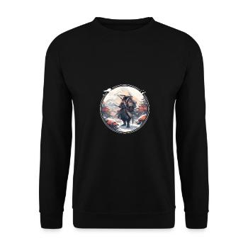 Samurai in snowy landscape - Unisex Sweatshirt - black - Front - Alina (178cm) & Michal (187cm)
