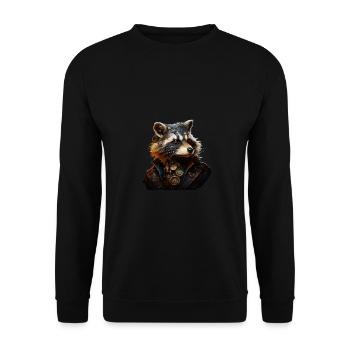 Steampunk Raccoon - Unisex Sweatshirt - black - Front - Alina (178cm) & Michal (187cm)
