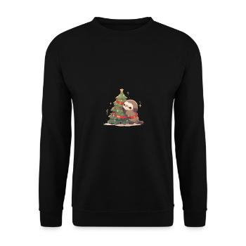 Merry Christmas Sloth - Unisex Sweatshirt - black - Front - Alina (178cm) & Michal (187cm)