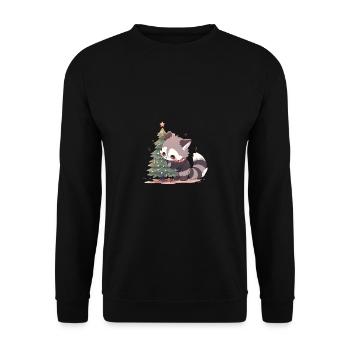 Raccoon christmastree - Unisex Pullover - Schwarz - Vorne - Alina (178cm) & Michal (187cm)