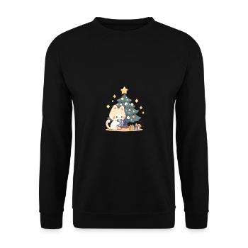 Cat Chritmas tree - Unisex Sweatshirt - black - Front - Alina (178cm) & Michal (187cm)