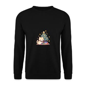 Cat Chritmas tree - Unisex Sweatshirt - black - Front - Alina (178cm) & Michal (187cm)