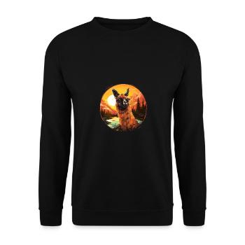 Llama with sunglasses - Unisex Sweatshirt - black - Front - Alina (178cm) & Michal (187cm)