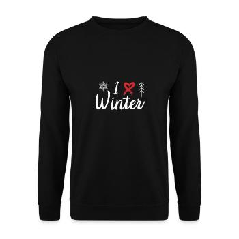 J’aime l’hiver, la neige, le froid et le bonhomme de neige - Sweat-shirt Unisexe - noir - Devant - Alina (178cm) & Michal (187cm)
