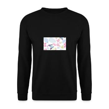 papillon, fleur, feuilles de différentes couleurs - Sweat-shirt Unisexe - noir - Devant - Alina (178cm) & Michal (187cm)