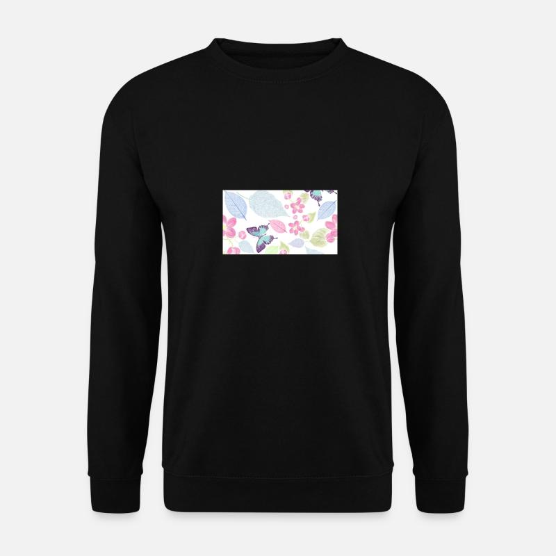 Schmetterling, Blume, Blätter in verschiedenen Farben - Unisex Pullover - Schwarz