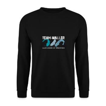 Wels angeln Waller fischen Team Waller - Unisex Pullover - Schwarz - Vorne - Alina (178cm) & Michal (187cm)