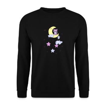 Fuchs im Mond - Unisex Pullover - Schwarz - Vorne - Alina (178cm) & Michal (187cm)