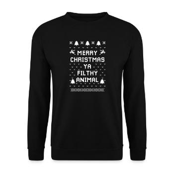 Citation de Noël festive en tricot animal - Sweat-shirt Unisexe - noir - Devant - Alina (178cm) & Michal (187cm)