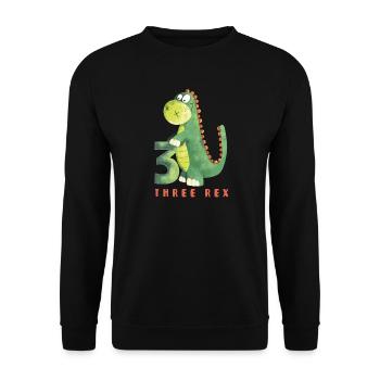 Three Rex I Dino 3 years I 3rd birthday I Three - Unisex Sweatshirt - black - Front - Alina (178cm) & Michal (187cm)
