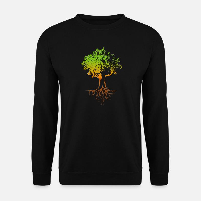 Baum Herbst Farben bunt Illustration Wald Natur - Unisex Pullover - Schwarz