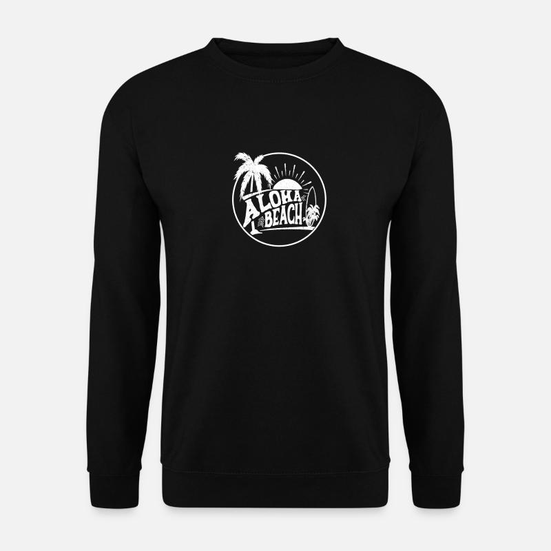 Aloha Beach Badge Palmen Sonnenuntergang - Unisex Pullover - Schwarz