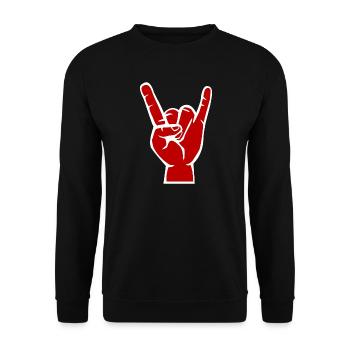 Teufels -Hand, Devil Rock cool metal Symbol - Unisex Pullover - Schwarz - Vorne - Alina (178cm) & Michal (187cm)