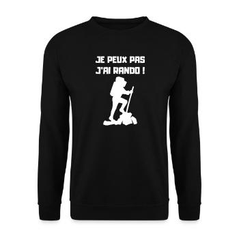 Je peux pas j'ai Rando (blanc) - Sweat-shirt Unisexe - noir - Devant - Alina (178cm) & Michal (187cm)