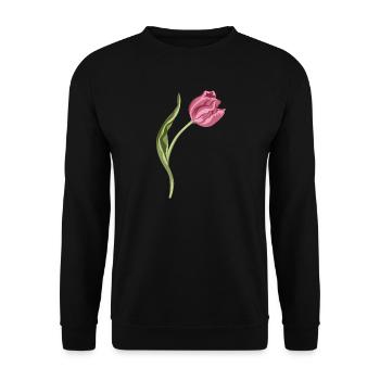 Elegant Pink Tulip Illustration - Unisex Sweatshirt - black - Front - Alina (178cm) & Michal (187cm)