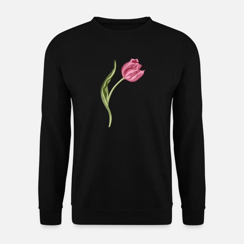 Elegant rosa Tulpe Illustration - Unisex Pullover - Schwarz