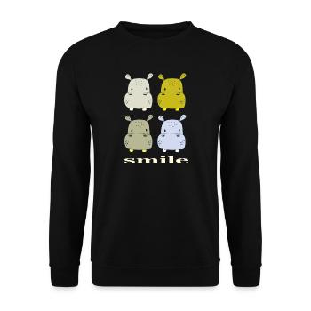 hippo smile - Unisex Sweatshirt - black - Front - Alina (178cm) & Michal (187cm)