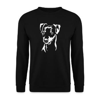 Zwergpinscher Kopf "Black Edition" - Unisex Pullover - Schwarz - Vorne - Alina (178cm) & Michal (187cm)