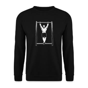 Calisthenics Hanging Pose Silhouette - Unisex Sweatshirt - black - Front - Alina (178cm) & Michal (187cm)