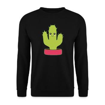 Kawaii Cactus Kawaii Chibi Kawaii Manga - Unisex Sweatshirt - black - Front - Alina (178cm) & Michal (187cm)
