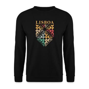 lisboa Lisbonne Armoiries de Lisbonne Motif Tuiles Logo icône - Sweat-shirt Unisexe - noir - Devant - Alina (178cm) & Michal (187cm)
