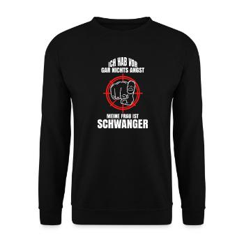 Papa Eltern Cooler Spruch Schwanger Familienglück - Unisex Pullover - Schwarz - Vorne - Alina (178cm) & Michal (187cm)