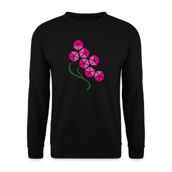 Fleur d’orchidée rose géométrique – Art floral moderne - Sweat-shirt Unisexe - noir - Devant - Alina (178cm) & Michal (187cm)