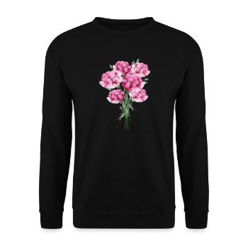 fascinant bouquet rose d’œillets - Sweat-shirt Unisexe - noir - Devant - Alina (178cm) & Michal (187cm)