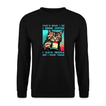 Café avec un chat - Sweat-shirt Unisexe - noir - Devant - Alina (178cm) & Michal (187cm)