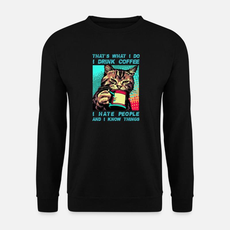 Coffee with a cat - Unisex Sweatshirt - black