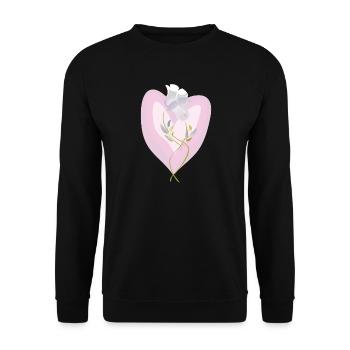Sanfte weiße Tulpe Herz Illustration - Unisex Pullover - Schwarz - Vorne - Alina (178cm) & Michal (187cm)