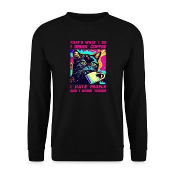 Cozy Cat Coffee - Unisex Sweatshirt - black - Front - Alina (178cm) & Michal (187cm)